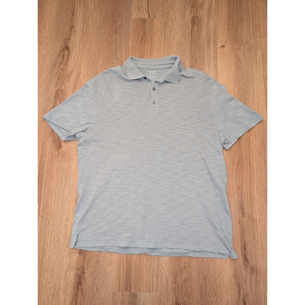 Vince Gray Knit Polo Shirt Mens Size Large L  Cotton Minimalist Preppy Old Money